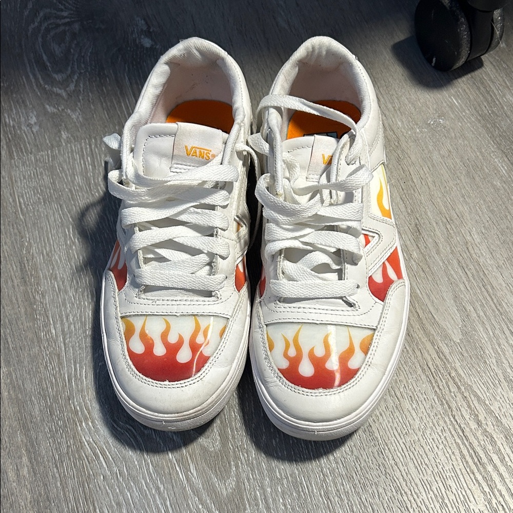 Vans Lowland CC in the "True White/Flame" colorway